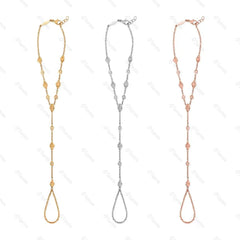 Lab Diamond + Hammered Kite Finger Bracelet - MMR