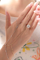 Lab Diamond + Hammered Kite Finger Bracelet - MMR