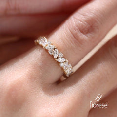 Marquise & Round Shape Stone Prong Set Half Eternity Band - MMR