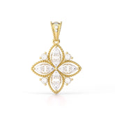 Marquise Shape Flower Milgrain Pendant - MMR