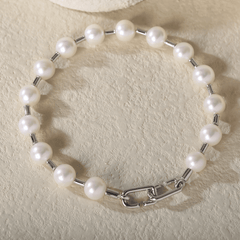 Near - Round Freshwater Pearl Station Bracelet - MMR