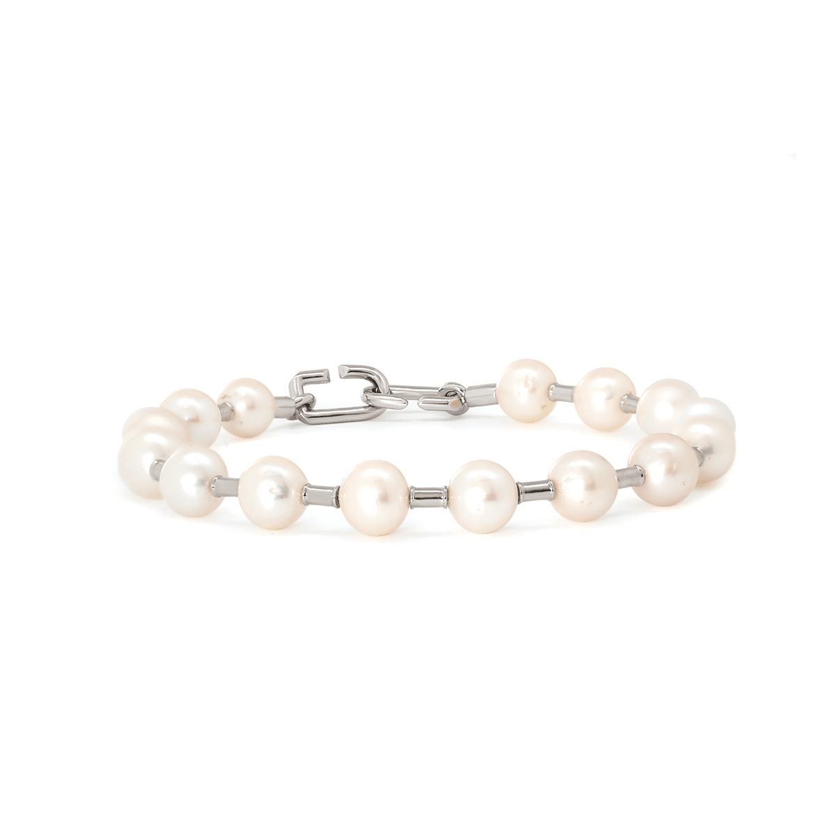 Near - Round Freshwater Pearl Station Bracelet - MMR