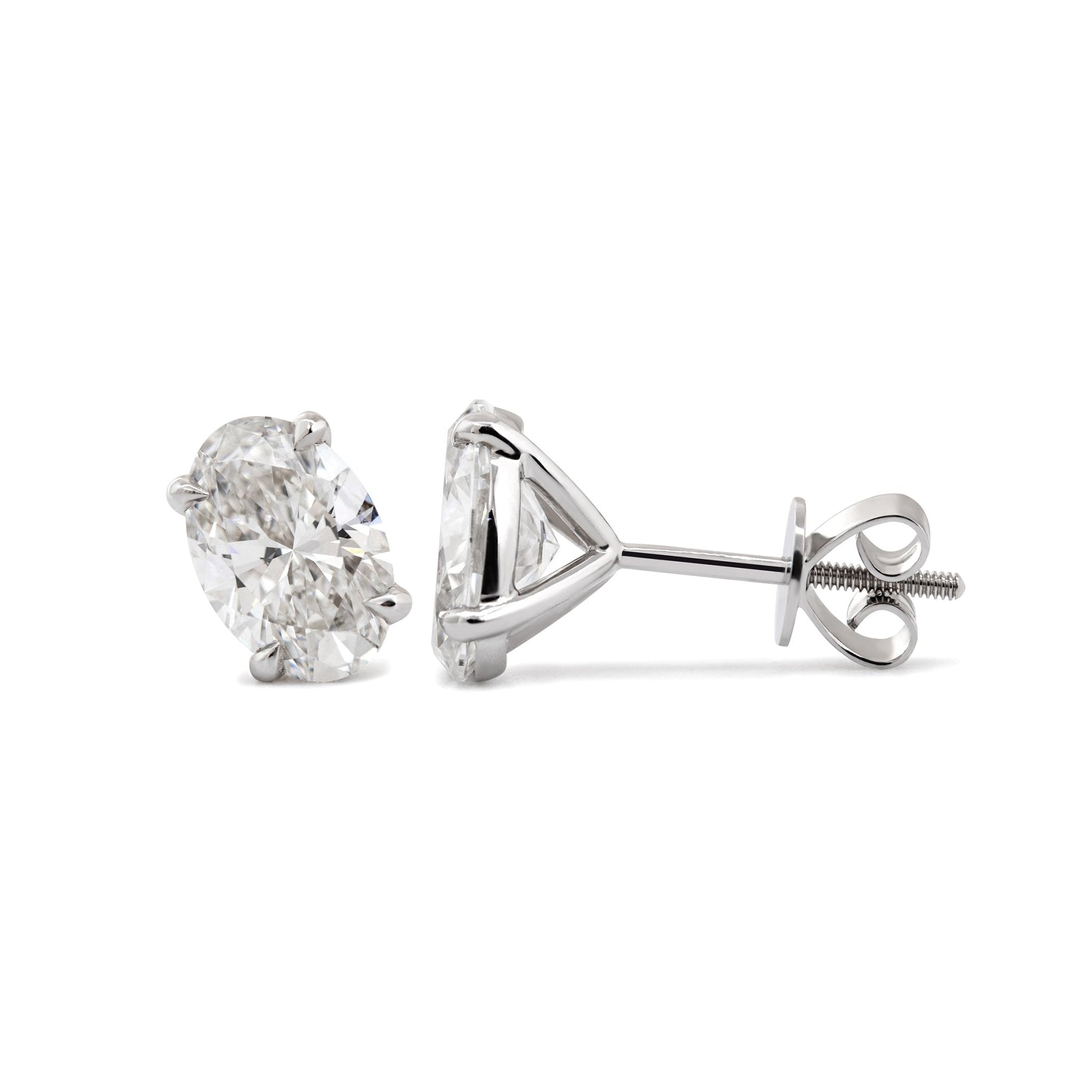 Oval Brilliant Lab Diamond Four - Prong Martini Style Stud Earrings - MMR