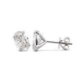 Oval Brilliant Lab Diamond Four - Prong Martini Style Stud Earrings - MMR