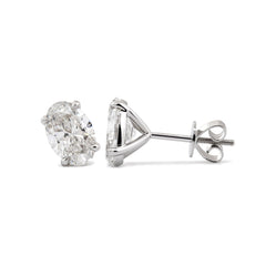 Oval Brilliant Lab Diamond Four - Prong Martini Style Stud Earrings - MMR