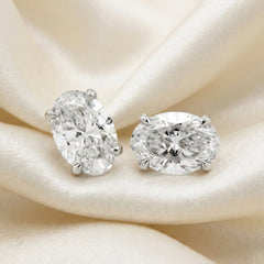 Oval Brilliant Lab Diamond Four - Prong Martini Style Stud Earrings - MMR