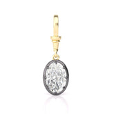 Oval Crushed ice Lab Diamond Black Rhodium Plating Bezel Pendant - MMR