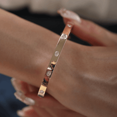 Oval Cut Lab Diamond Bezel - Set Bangle Bracelet - MMR