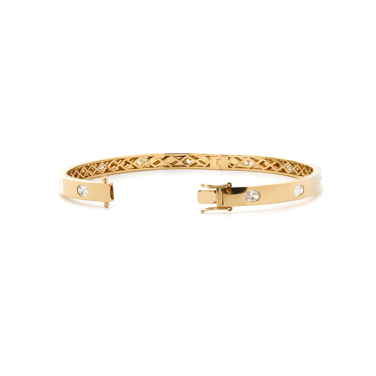 Oval Cut Lab Diamond Bezel - Set Bangle Bracelet - MMR
