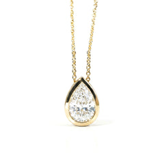 Pear Shape Stone Bezel Pendant Necklace - MMR