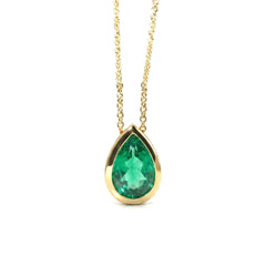 Pear Shape Stone Bezel Pendant Necklace - MMR