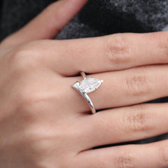 Pear Shape With Flush Set Round Stone Bypass Ring - MMR