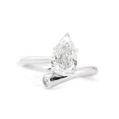 Pear Shape With Flush Set Round Stone Bypass Ring - MMR
