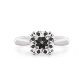 Platinum 2.1CT Old European Cut Lab Diamond Cathedral Design Round Prong Ring - MMR