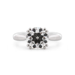 Platinum 2.1CT Old European Cut Lab Diamond Cathedral Design Round Prong Ring - MMR