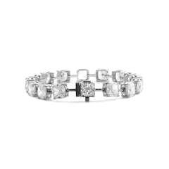 Platinum 24 ct tw Cushion Lab Diamond 4 Claw Prong Bakset Station Bracelet - MMR
