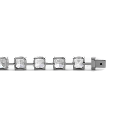 Platinum 24 ct tw Cushion Lab Diamond 4 Claw Prong Bakset Station Bracelet - MMR