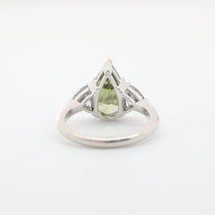 Platinum 3.01ct Pear Green Lab Diamond Three Stone Ring - MMR