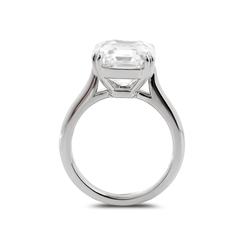 Platinum 5ct Antique Asscher Cut Lab Diamond Double Claw Prong Basket Solitaire Ring - MMR