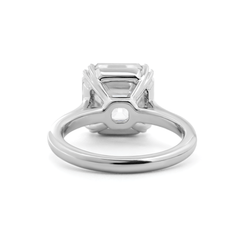 Platinum 5ct Antique Asscher Cut Lab Diamond Double Claw Prong Basket Solitaire Ring - MMR