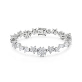 Platinum Brilliant Cut Fancy Shaped Lab Diamond Petal Wave Bracelet (17cm) - MMR