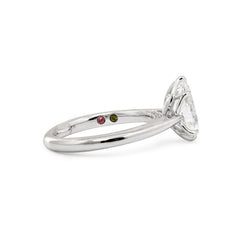 Platinum (IGI) 1.54CT Pear Brilliant Cut Lab Diamond Tuilp Setting Cathedral Solitaire Ring - MMR