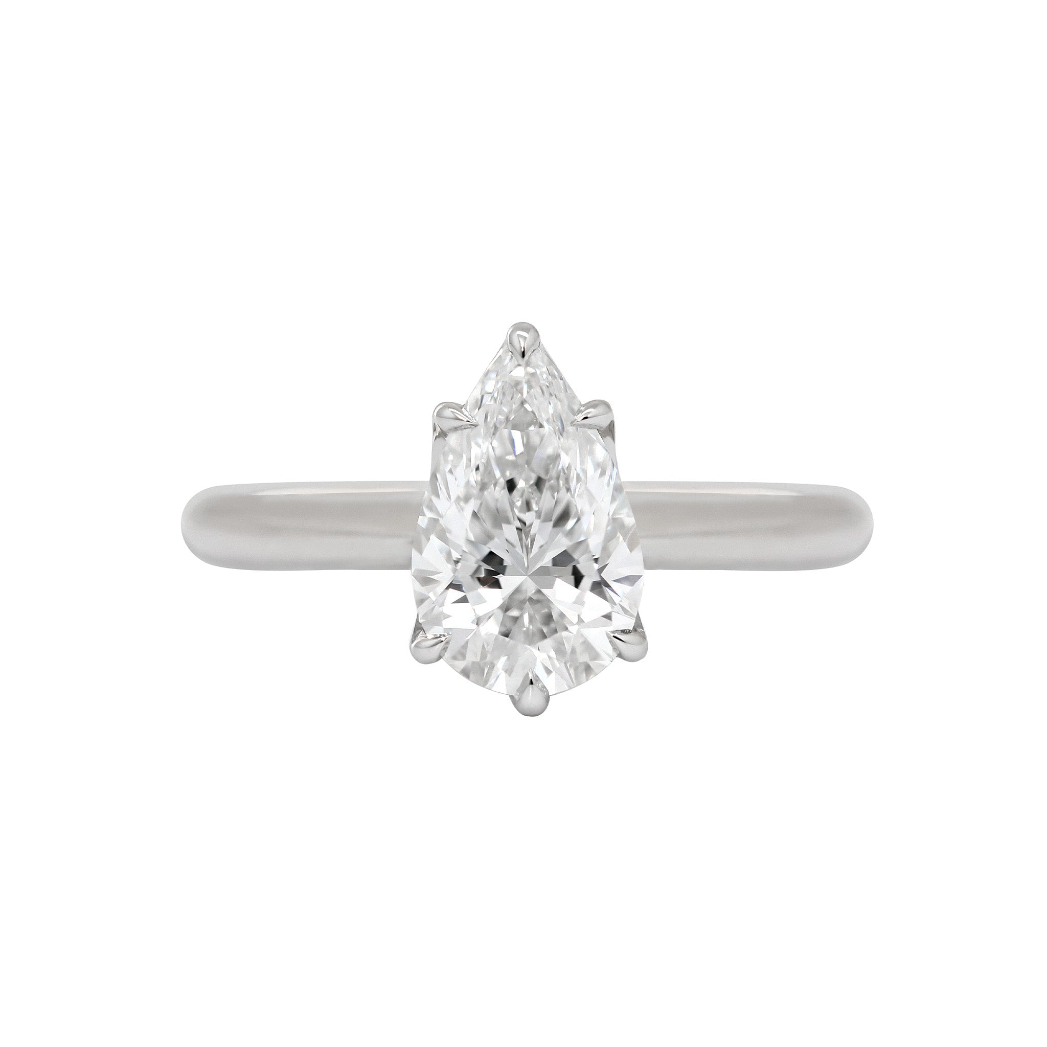 Platinum (IGI) 1.54CT Pear Brilliant Cut Lab Diamond Tuilp Setting Cathedral Solitaire Ring - MMR