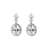 Platinum Vintage - Style Oval Lab Diamond Drop Earrings with Diamond Shape Accents - MMR