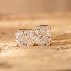 Radiant Brilliant Lab Diamond Four - Prong Basket Setting Stud Earrings - MMR