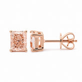 Radiant Fancy Pink Lab Dimond Four - Prong Basket Setting Stud Earrings - MMR