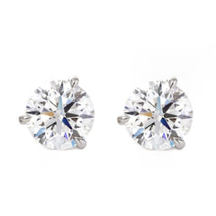 Round Brillant Lab Lab Diamond 3 - prong Martini Style Studs - MMR