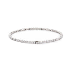 Round Brilliant Cut Diamond 4 - Prong Basket Tennis Bracelet with Single - Side Box Clasp - MMR