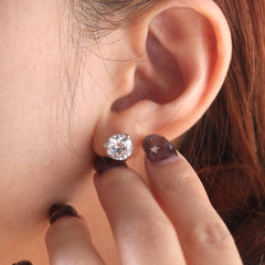 Round Brilliant Lab Diamond 3 - Prong Basket Setting Studs - Fiorese Day - MMR