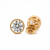 Round Brilliant Lab Diamond Bezel Basket Setting Stud Earrings - MMR