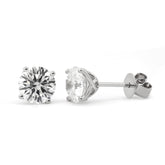 Round Brilliant Lab Diamond Four - Prong Tulip Setting Stud Earrings - MMR