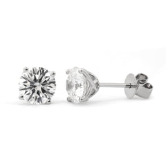 Round Brilliant Lab Diamond Four - Prong Tulip Setting Stud Earrings - MMR