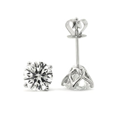 Round Brilliant Lab Diamond Four - Prong Tulip Setting Stud Earrings - MMR