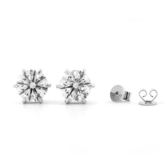 Round Brilliant Lab Diamond Six Prong Basket Setting Studs - MMR