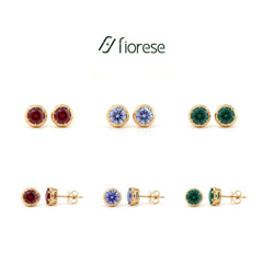 Round Brilliant Stone Bezel Set Studs Earrings - MMR