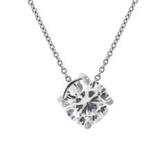 Round Lab Diamond 4 Claw Prongs Basket Setting Pendant Necklace - MMR