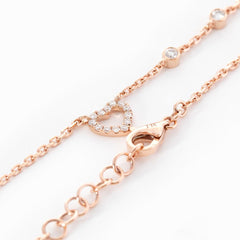 Round Lab Diamond Heart Pendant Charm Bracelet - MMR