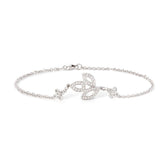 Round Lab Diamond Leaf - Cluster Chain Bracelet - MMR