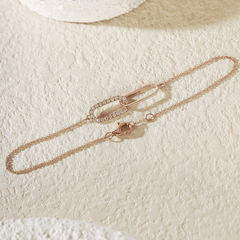 Round Lab Diamond Rectangular Ring - Toi - et - Moi Pave Pendant Chain Bracelet - MMR