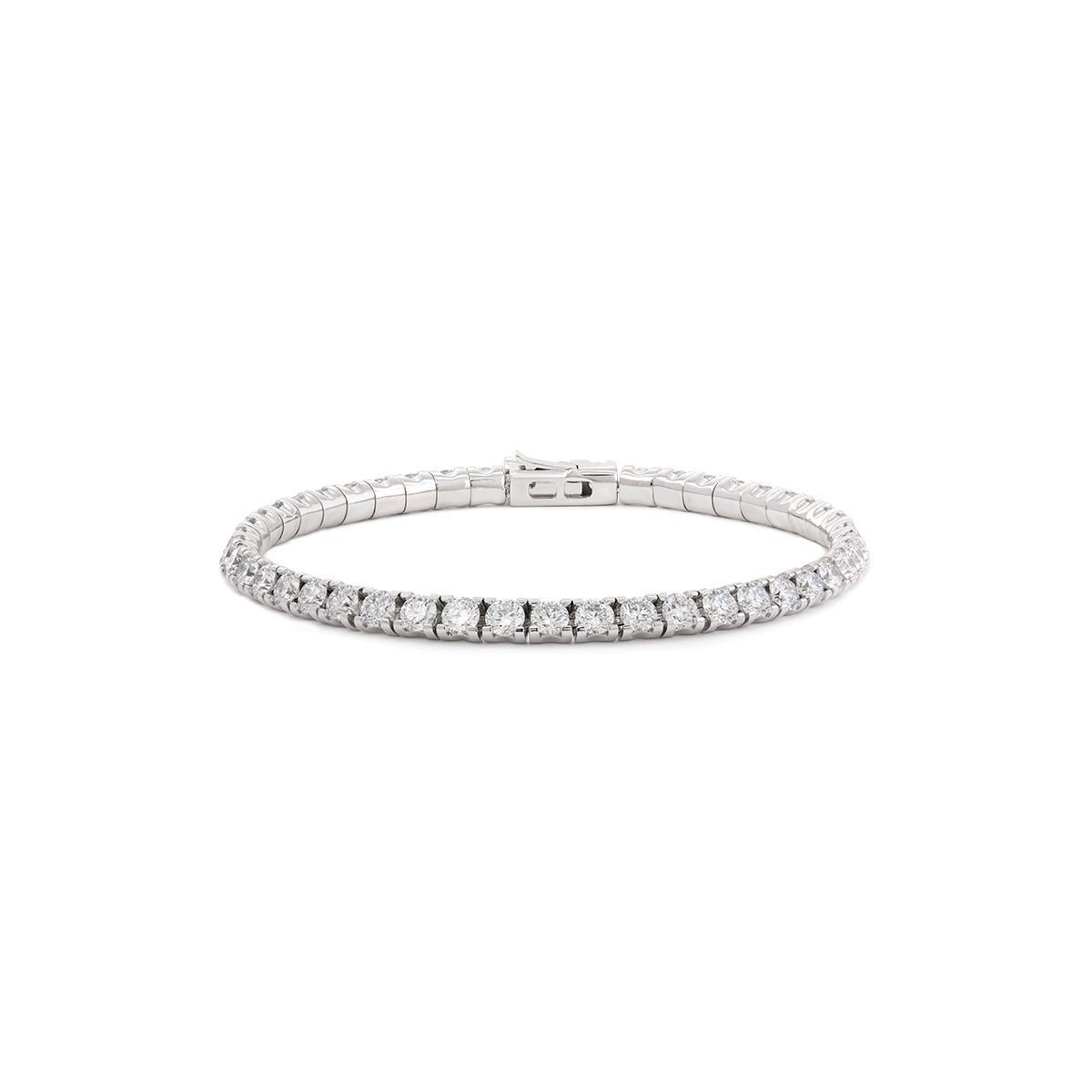 Round Lab Diamond Tennis Bracelet with U - Shaped Pavé Channel - Back Setting - MMR