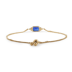 Royal Blue Lab Sapphire Chain Bracelet with Round Lab Diamond Side Stones - MMR