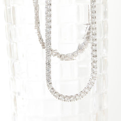 S925 3.3mm Lab Diamond 4 - Prong Basket - Set Tennis Necklace with Side - clasp (13") - MMR