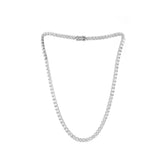S925 3.3mm Lab Diamond 4 - Prong Basket - Set Tennis Necklace with Side - clasp (13") - MMR