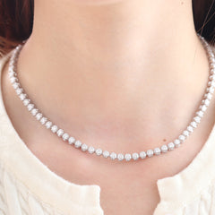S925 3.5mm Moissanite Crown - Set Tennis Necklace with Side - Clasp (15") - MMR