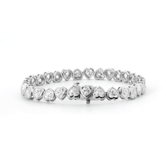 S925 4*4mm Heart Shape Brilliant Cut Moissanite Bezel Tennis Bracelet (6") - MMR