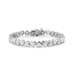 S925 4*4mm Heart Shape Brilliant Cut Moissanite Bezel Tennis Bracelet (6") - MMR
